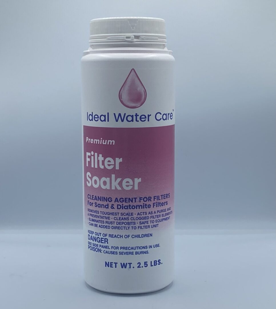 A bottle of filter soaker is shown.