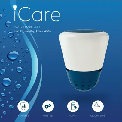 A blue and white picture of the icare product.